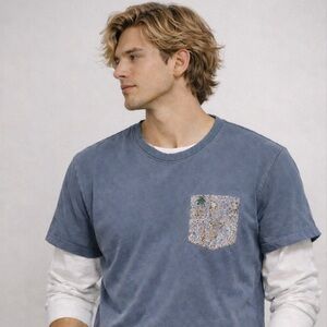 Original Penguin Cotton Crewneck Pocket Tee, Blue Size M—-Y2K Preppy Streetwear